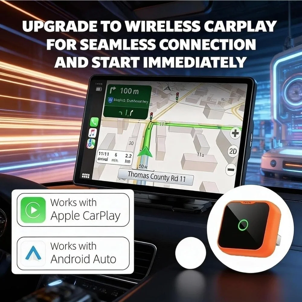 2-in-1 Wireless CarPlay Android Auto Adapter, Plug & Play Wired to Wireless...‎